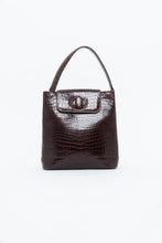 Load image into Gallery viewer, Vintage. BARBARA MILANO Brown Leather Croc Purse