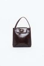 Load image into Gallery viewer, Vintage. BARBARA MILANO Brown Leather Croc Purse