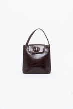 Load image into Gallery viewer, Vintage. BARBARA MILANO Brown Leather Croc Purse