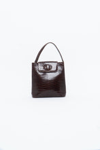 Load image into Gallery viewer, Vintage. BARBARA MILANO Brown Leather Croc Purse