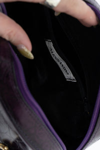 Vintage x Purple Leather Croc Structured Purse