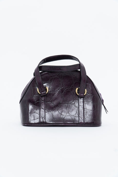 Vintage x Purple Leather Croc Structured Purse