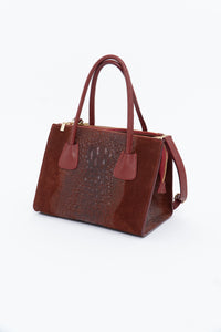 Vintage x Made in Italy x Red Suede Genuine Croc Purse