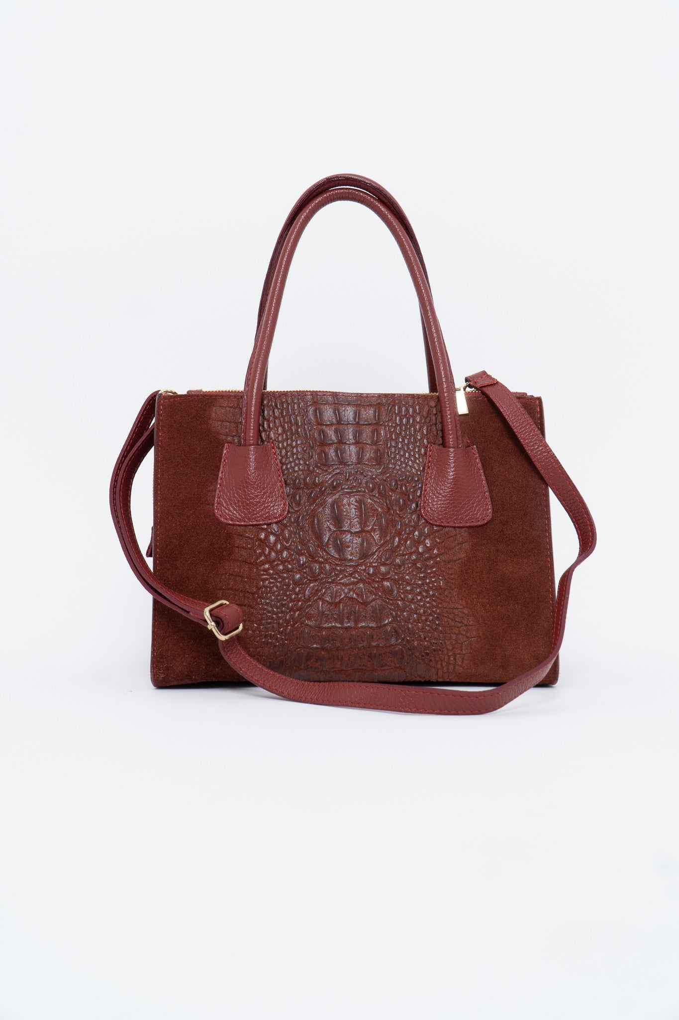 Vintage x Made in Italy x Red Suede Genuine Croc Purse