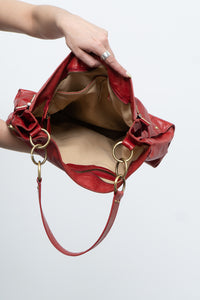 Vintage x DELLA Red Leather Oversized Purse