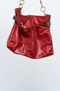 Vintage x DELLA Red Leather Oversized Purse