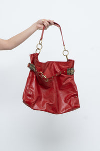 Vintage x DELLA Red Leather Oversized Purse