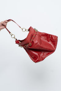 Vintage x DELLA Red Leather Oversized Purse