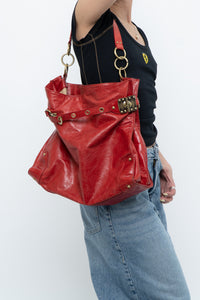 Vintage x DELLA Red Leather Oversized Purse