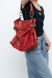 Vintage x DELLA Red Leather Oversized Purse