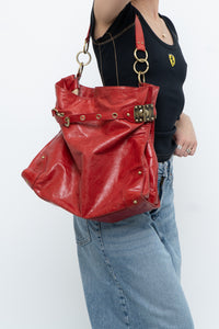 Vintage x DELLA Red Leather Oversized Purse