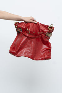 Vintage x DELLA Red Leather Oversized Purse