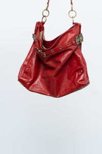 Vintage x DELLA Red Leather Oversized Purse