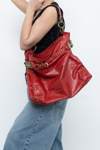 Vintage x DELLA Red Leather Oversized Purse