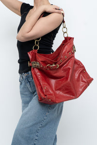 Vintage x DELLA Red Leather Oversized Purse