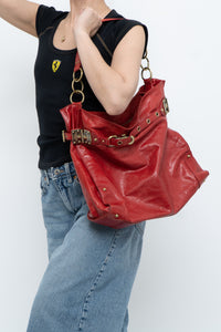 Vintage x DELLA Red Leather Oversized Purse