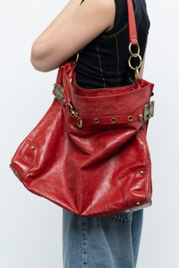 Vintage x DELLA Red Leather Oversized Purse