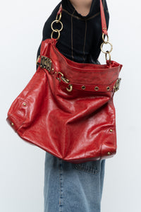 Vintage x DELLA Red Leather Oversized Purse