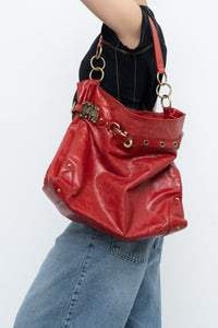 Vintage x DELLA Red Leather Oversized Purse