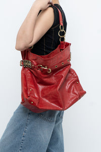 Vintage x DELLA Red Leather Oversized Purse