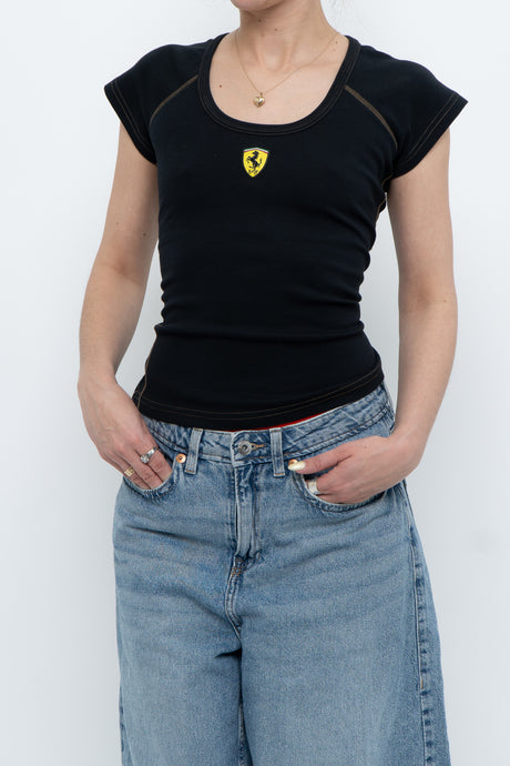 Vintage x FERRARI Black Baby Tee (S)