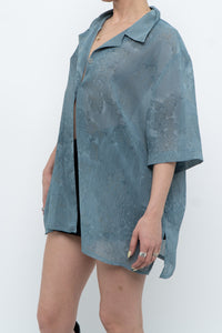 Vintage x Made in Canada x Teal Semi-Sheer Patterned Blouse (XS-XXL)