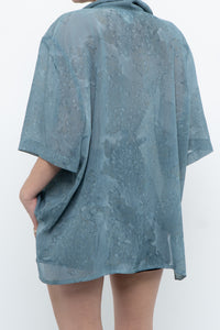 Vintage x Made in Canada x Teal Semi-Sheer Patterned Blouse (XS-XXL)