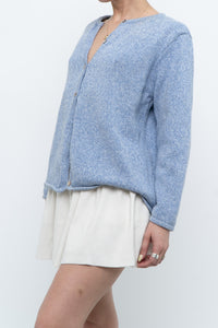 Vintage x LL BEAN Heathered Baby Blue Cotton Knit Cardigan (XS-M)