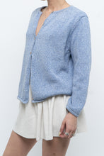 Load image into Gallery viewer, Vintage x LL BEAN Heathered Baby Blue Cotton Knit Cardigan (XS-M)