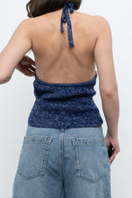 Load image into Gallery viewer, Vintage x Dark Blue Metallic Knit Halter (M)