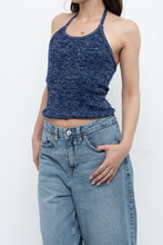 Load image into Gallery viewer, Vintage x Dark Blue Metallic Knit Halter (M)