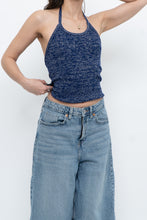 Load image into Gallery viewer, Vintage x Dark Blue Metallic Knit Halter (M)