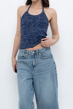 Load image into Gallery viewer, Vintage x Dark Blue Metallic Knit Halter (M)