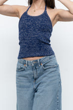 Load image into Gallery viewer, Vintage x Dark Blue Metallic Knit Halter (M)