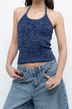 Load image into Gallery viewer, Vintage x Dark Blue Metallic Knit Halter (M)