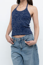 Load image into Gallery viewer, Vintage x Dark Blue Metallic Knit Halter (M)