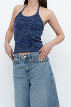 Load image into Gallery viewer, Vintage x Dark Blue Metallic Knit Halter (M)