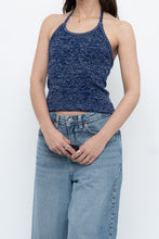 Load image into Gallery viewer, Vintage x Dark Blue Metallic Knit Halter (M)