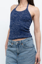 Load image into Gallery viewer, Vintage x Dark Blue Metallic Knit Halter (M)