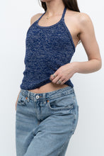 Load image into Gallery viewer, Vintage x Dark Blue Metallic Knit Halter (M)