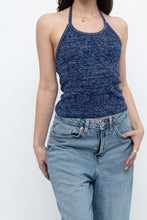 Load image into Gallery viewer, Vintage x Dark Blue Metallic Knit Halter (M)
