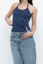 Load image into Gallery viewer, Vintage x Dark Blue Metallic Knit Halter (M)