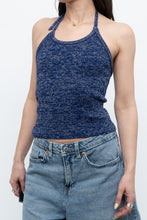 Load image into Gallery viewer, Vintage x Dark Blue Metallic Knit Halter (M)