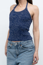 Load image into Gallery viewer, Vintage x Dark Blue Metallic Knit Halter (M)