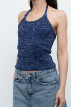 Load image into Gallery viewer, Vintage x Dark Blue Metallic Knit Halter (M)