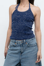 Load image into Gallery viewer, Vintage x Dark Blue Metallic Knit Halter (M)