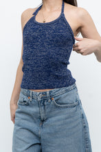 Load image into Gallery viewer, Vintage x Dark Blue Metallic Knit Halter (M)