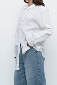 Modern x White Linen Mesh Lace Long Blouse (XS-L)