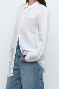 Modern x White Linen Mesh Lace Long Blouse (XS-L)