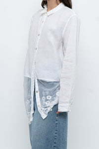 Modern x White Linen Mesh Lace Long Blouse (XS-L)